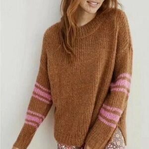 Aerie Chunky Knit Mohair Sweater with Pink Accents